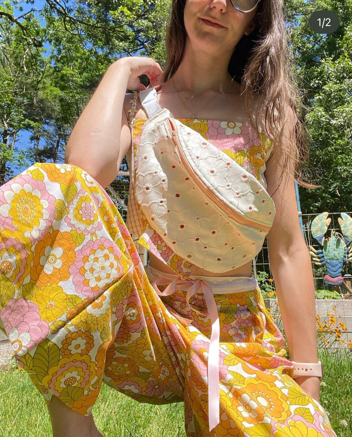 Wide leg floral pants