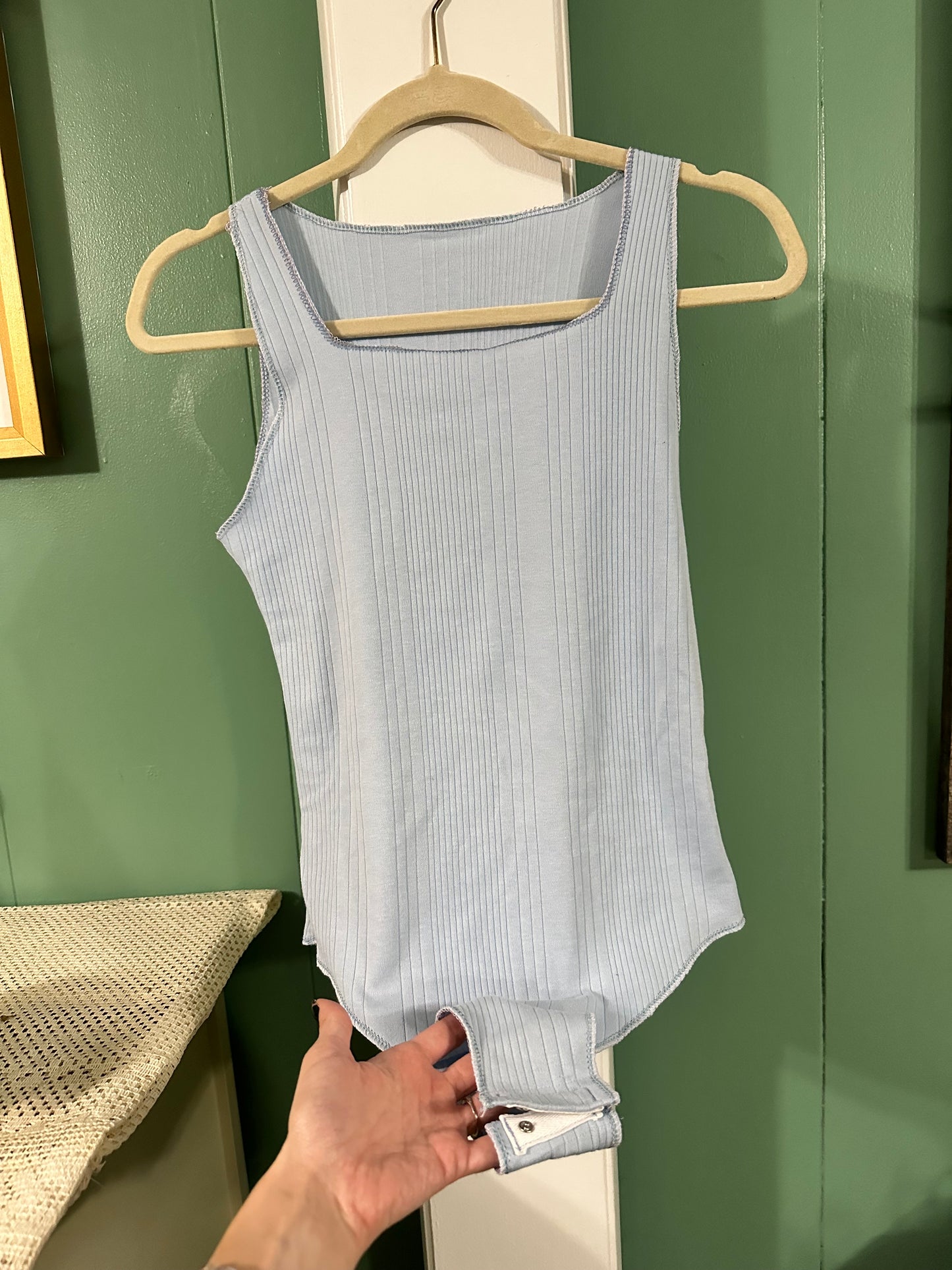 Light blue ribbed bodysuit