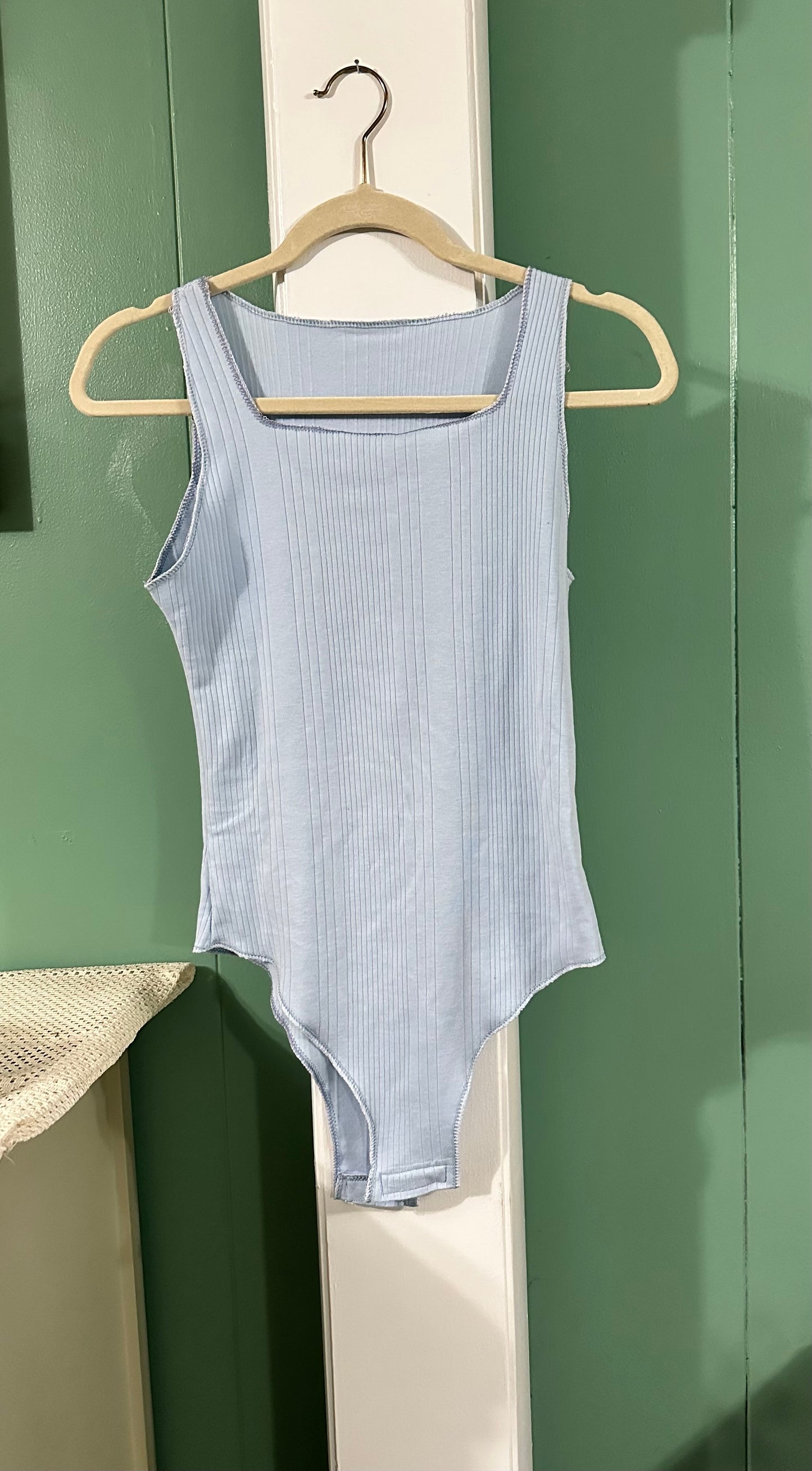 Light blue ribbed bodysuit