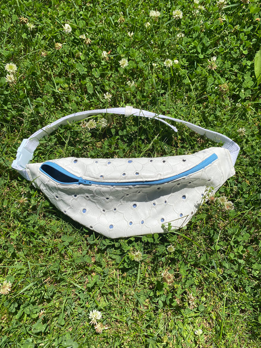 Blue & white eyelet fannypack